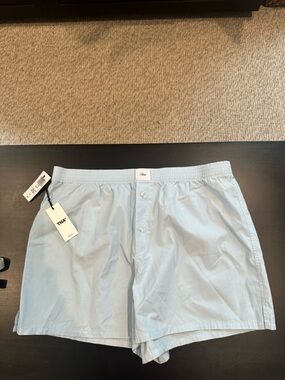 TNA Pale Blue Cotton Boxer Shorts with Button Fly
